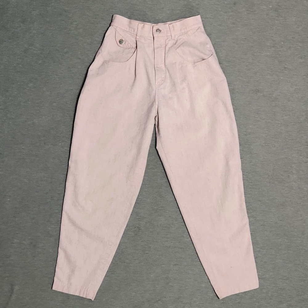 RARE!! Vintage Lee Riders Pastel Baby Pink Denim High Rise Baggy Taper Mom Jeans